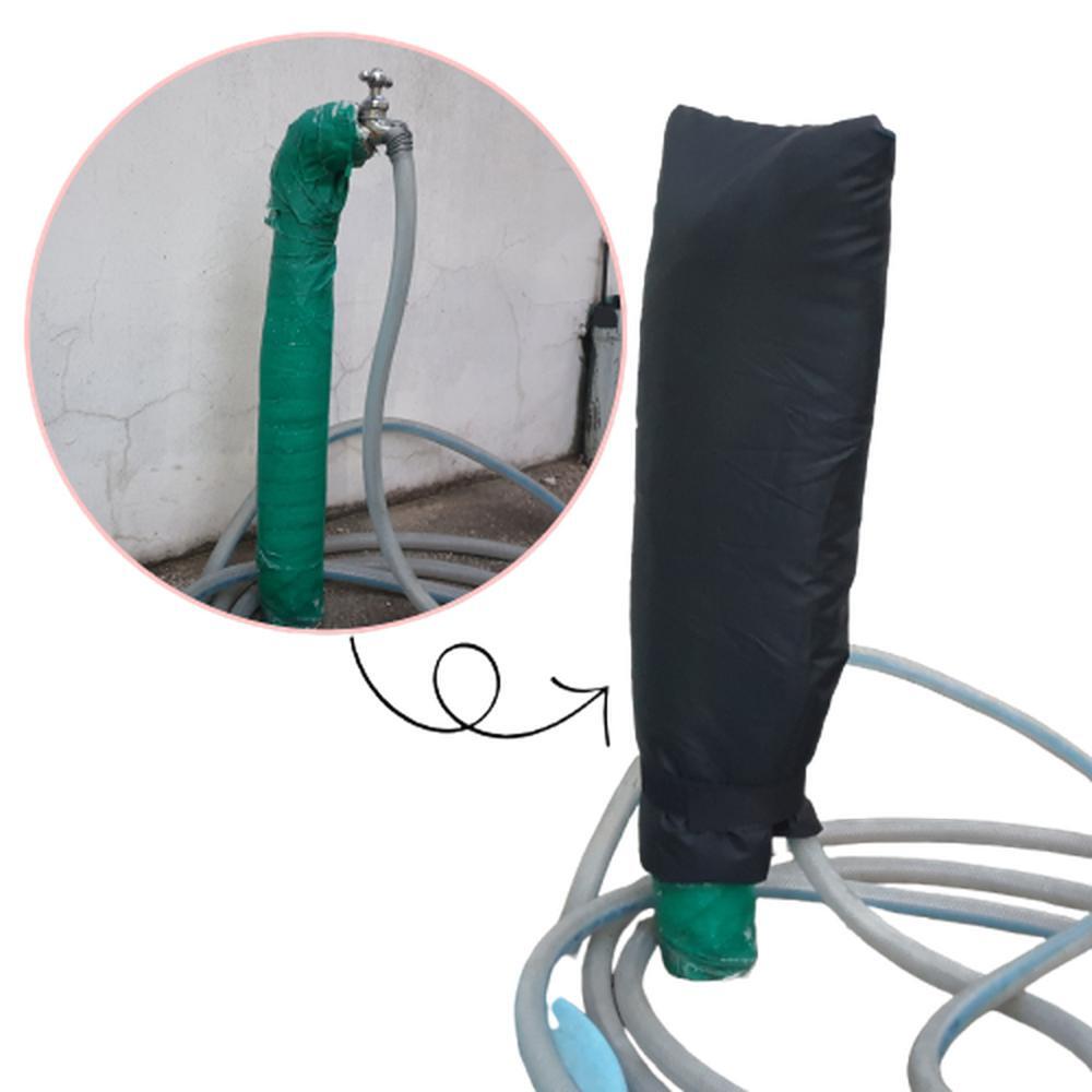 후크앤루프 고정 패브릭 주머니형 덮개 수도 패딩커버 동파방지씌우개 수도꼭지 보온커버 블랙 대형
