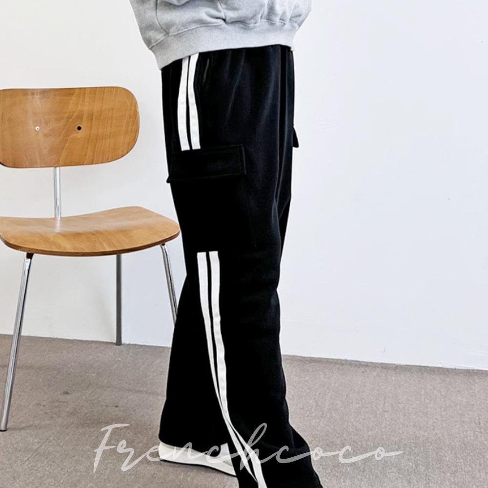 프렌치코코 남성용 겨울 카고바지 기모안감 와이드핏 - 상품 이미지