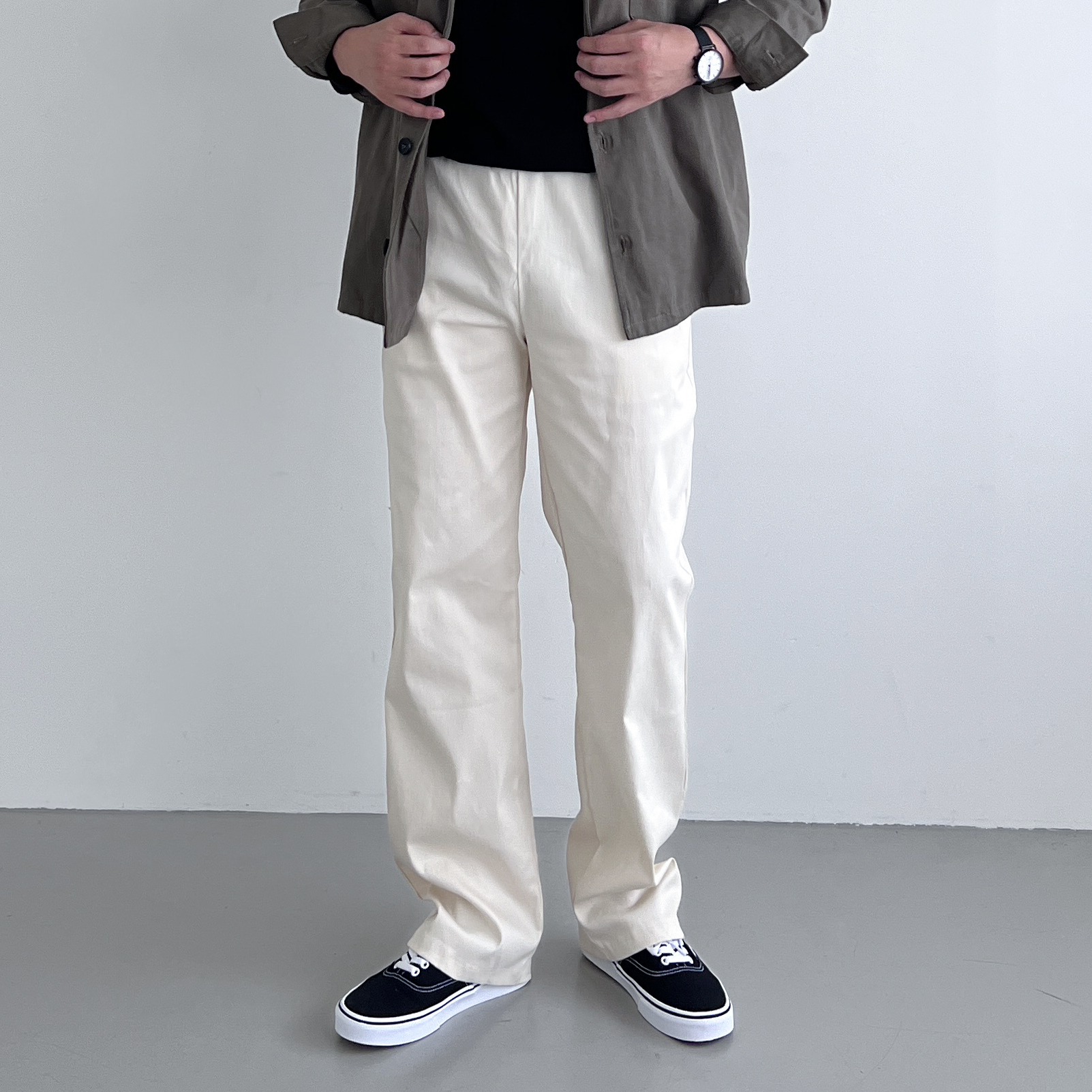 1+1 남자치노팬츠 남자세미와이드팬츠 면바지 백바지 - 상세 이미지 3