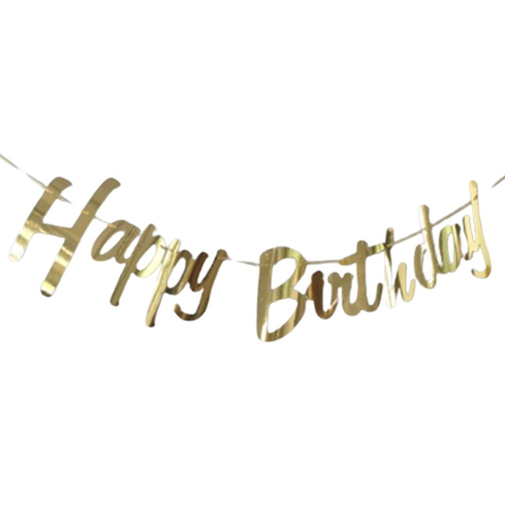 골드 생일 가랜드 배너 흘림체 영문 생일파티 장식