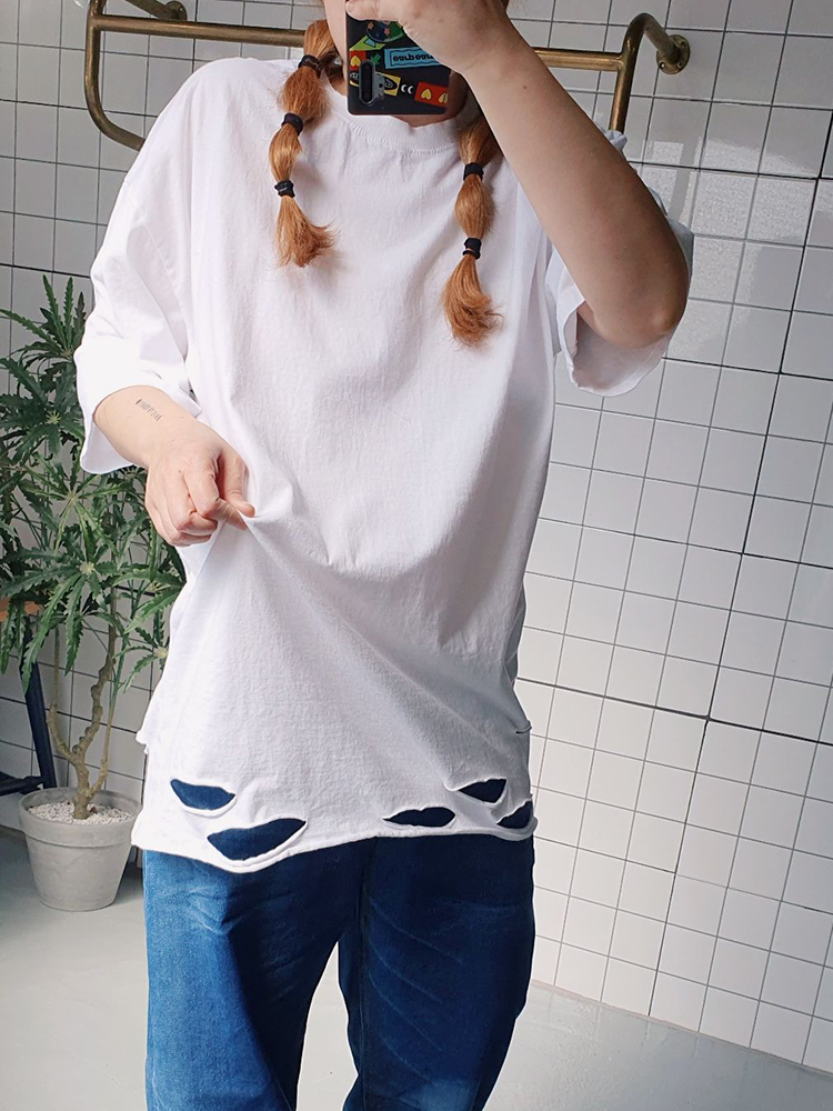 (무배) 이너룩 빈티지 면 반소매 티셔츠 - 상품 이미지