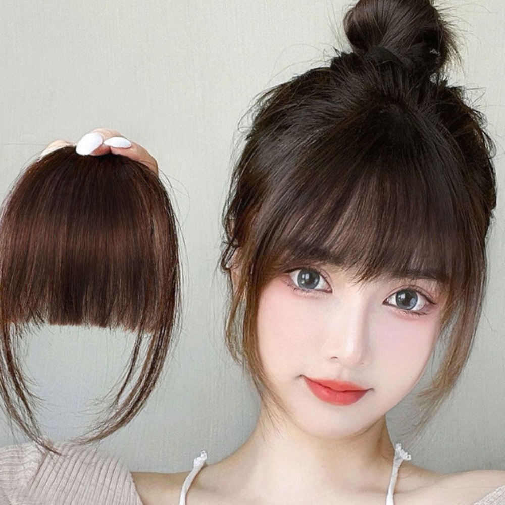 인모 풀뱅 앞머리 피스 핸드메이드 가발 여자가발 부분 - 상품 이미지