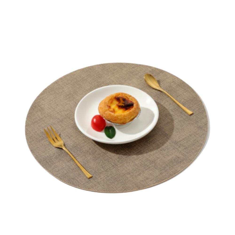 인조 가죽 원형 테이블매트 33cm 물세탁가능 베이지