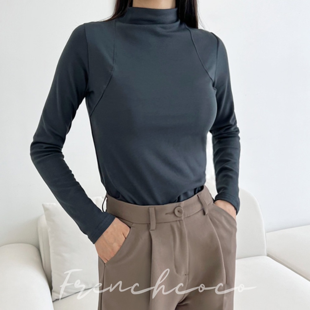 프렌치코코 반목 쫀쫀 티셔츠 비스코스 자켓이너 폴라티셔츠 - 상품 이미지