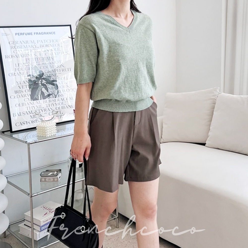 프렌치코코 여성용 캐시미어 반팔니트 가을니트 (국내생산)