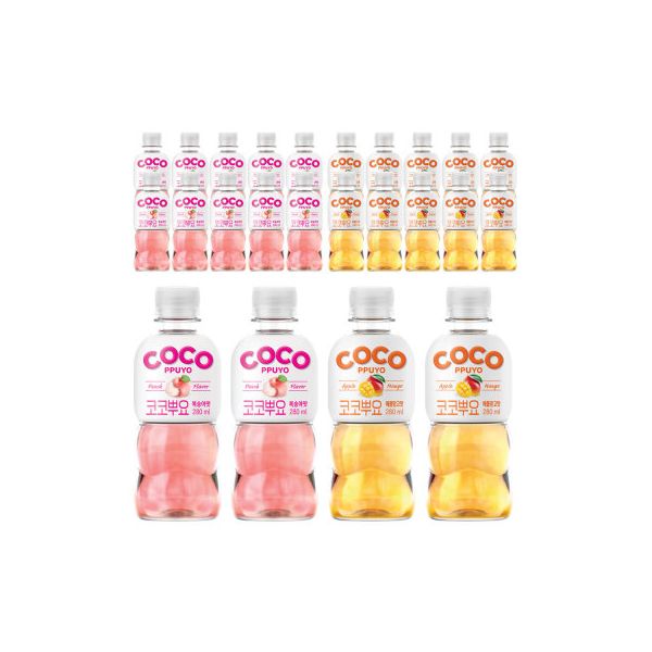 NEW 팔도 신제품 코코뿌요 280ml 복숭아맛 12개 애플망고맛 12개 (총24개) : e현마트