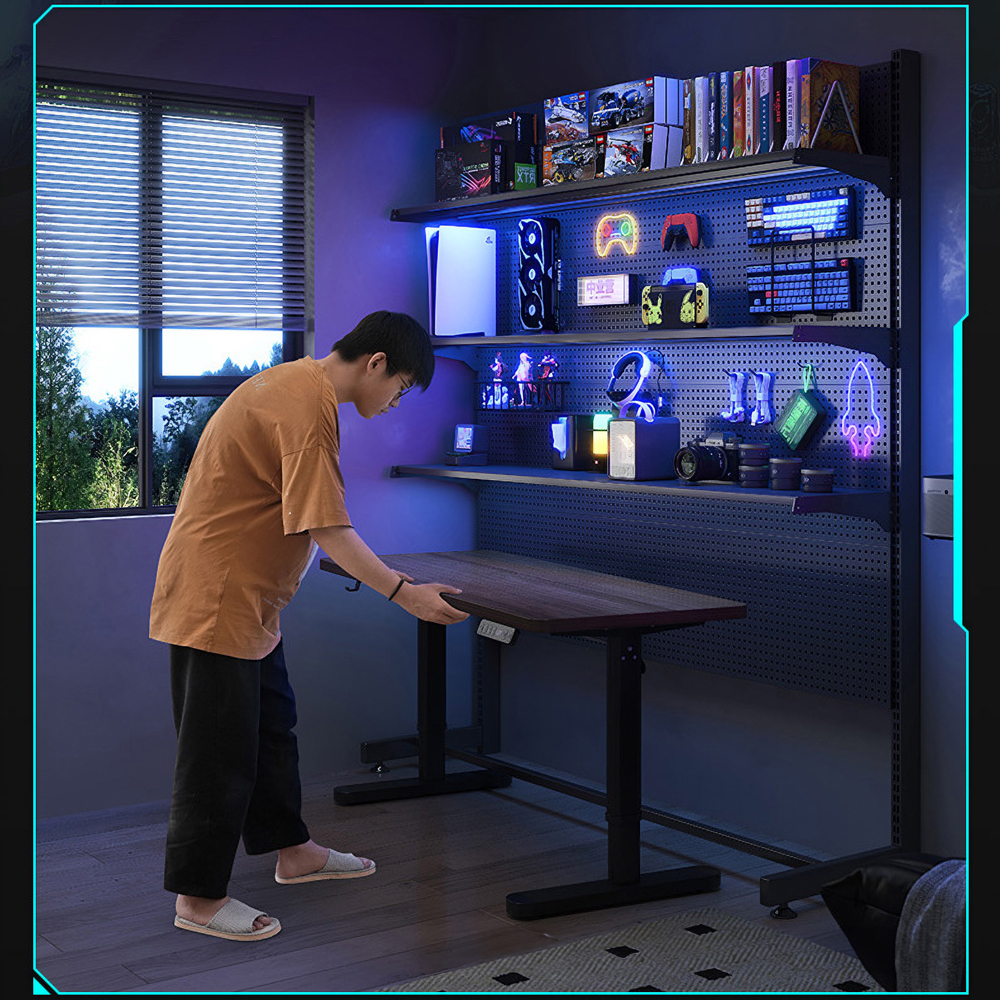 공간녹백 스탠드 타공 판 보드 페그 책상 철제 걸이대 블랙 92cm, 1개