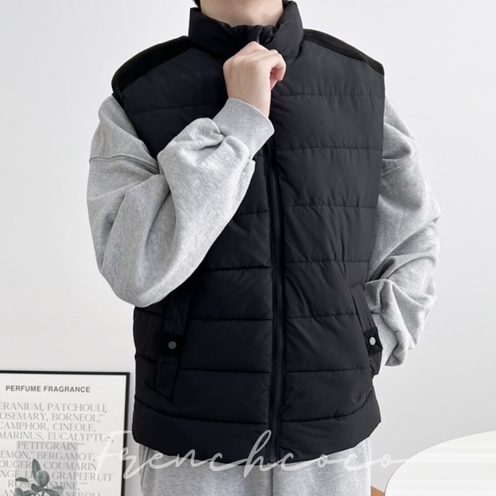 프렌치코코 남녀공용 패딩조끼 무지 오리털 덕다운 커플패딩