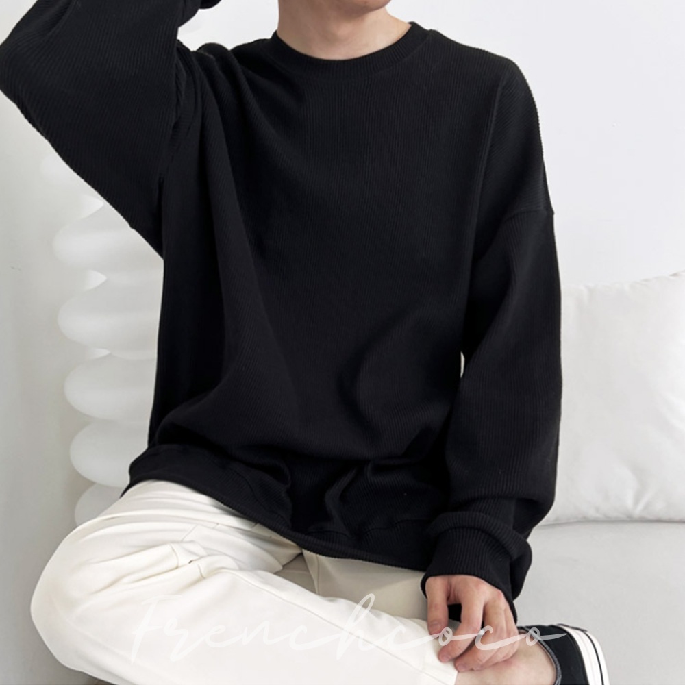 프렌치코코 골지 맨투맨 상의 깔끔한 옆트임 간절기맨투맨 (국내생산) - 상품 이미지