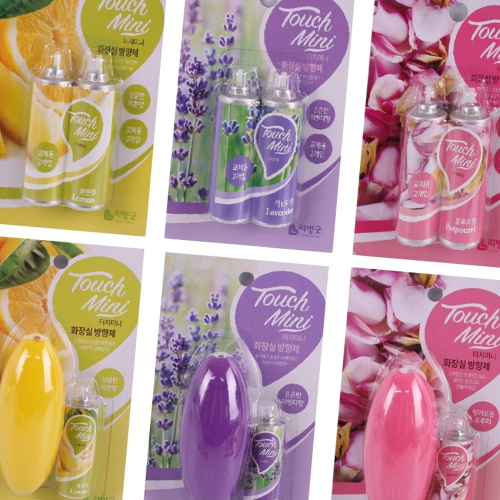 터치 미니 방향제 리빙굿 방향제 화장실 6종 리필 본품 누르는