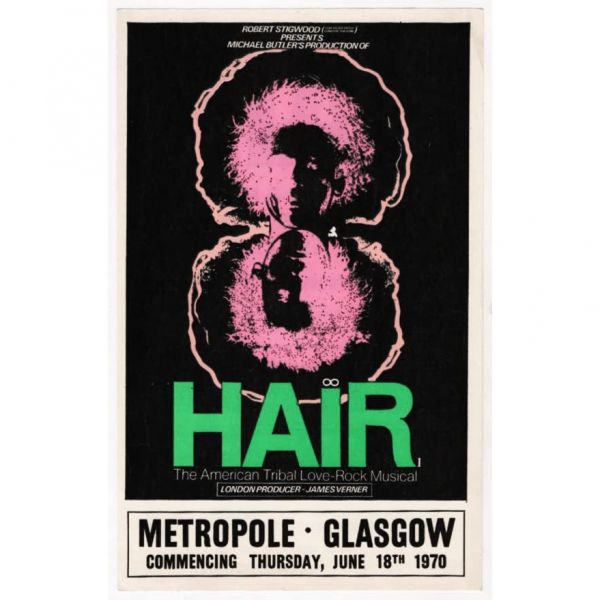 Galt MacDermot헤어 제로메 라그니제임스 라도조안 아마트레이딩리처드 오브라이언폴 니콜라스 1970 글래스고 스코틀랜드 광고 전단지... 