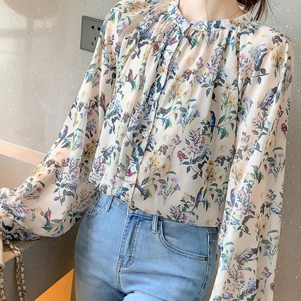 꽃무늬 가을 블라우스 브라우스 긴팔 여자 블라우스 플라워봄