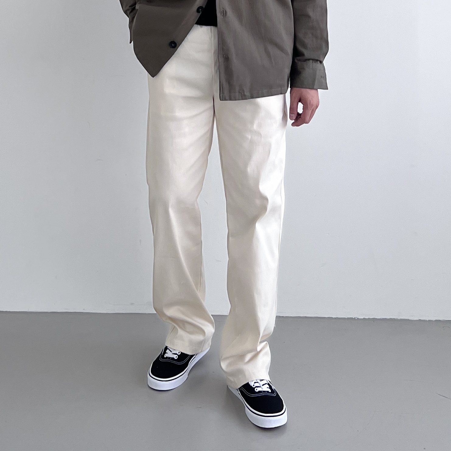 1+1 남자치노팬츠 남자세미와이드팬츠 면바지 백바지 - 상세 이미지 2