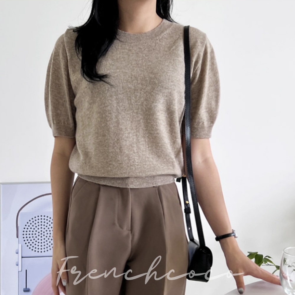 프렌치코코 캐시미어 반팔니트 벌룬 슬랙스니트 (국내생산)