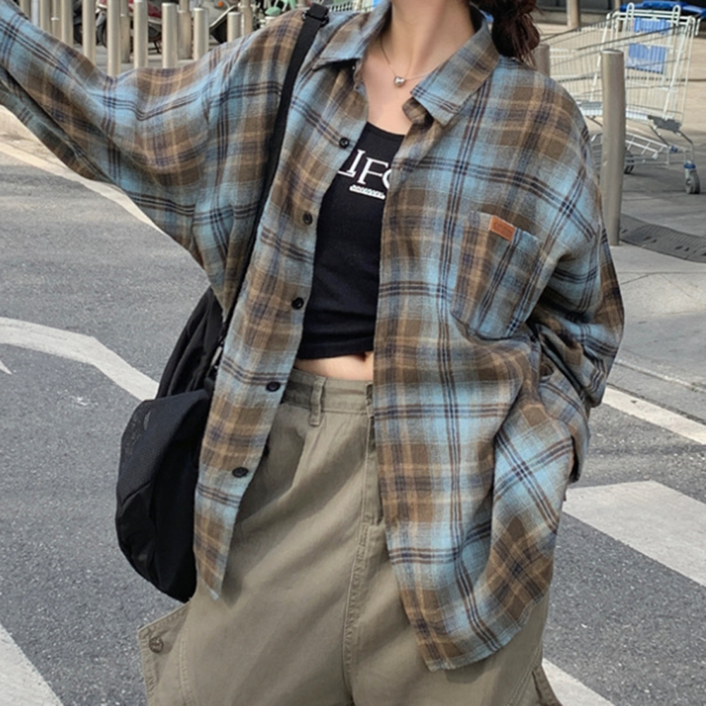 여성 체크셔츠 남방