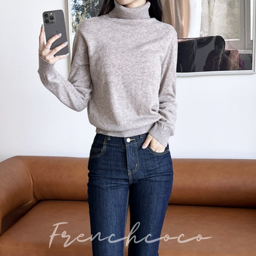 프렌치코코 캐시미어 목폴라 니트 자켓 이너 상의 (국내생산)