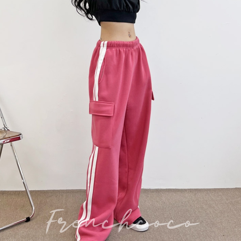 프렌치코코 여성용 겨울 카고 팬츠 트레이닝 바지 기모안감 - 상품 이미지