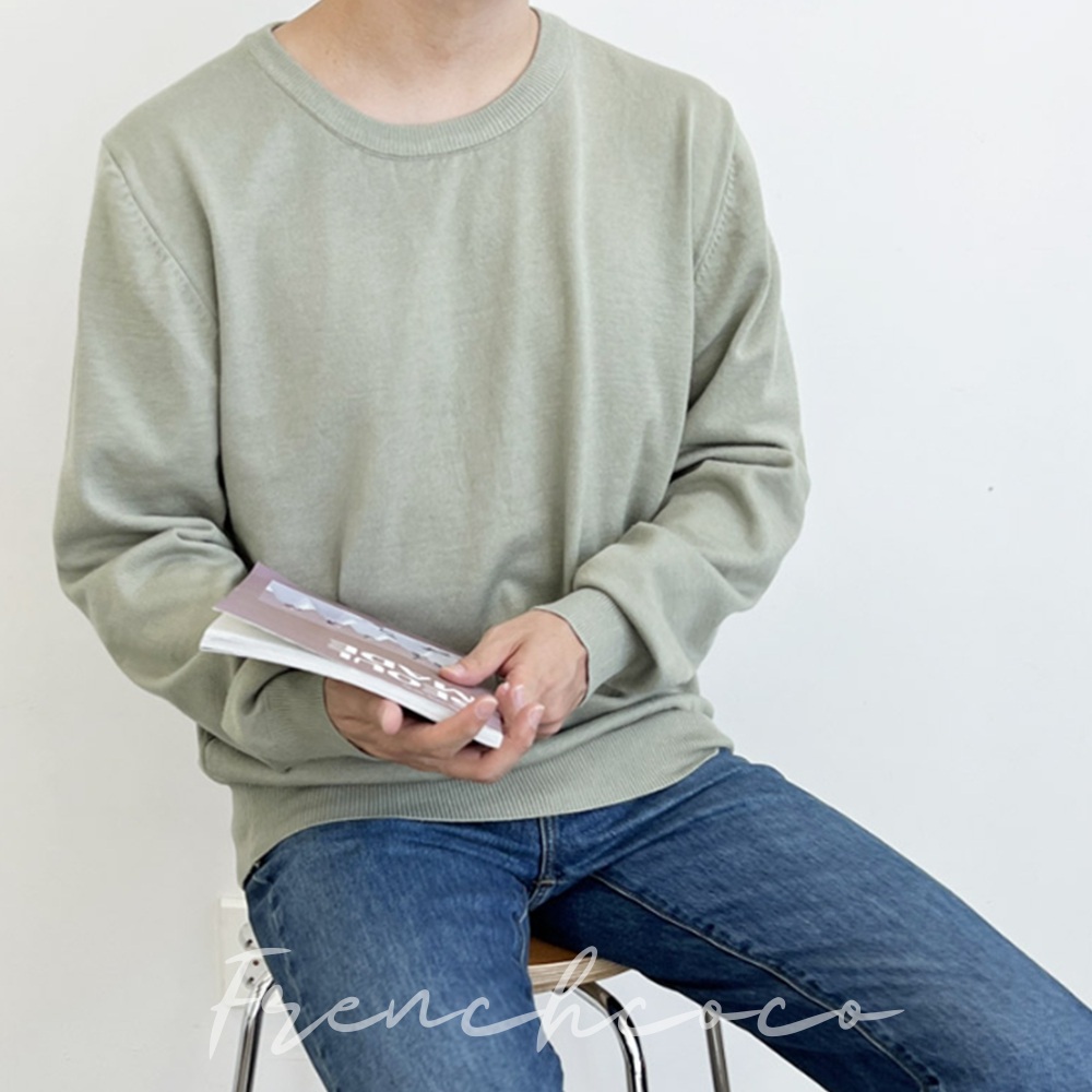 프렌치코코 남성용 머슬핏 니트 몸매부각 티셔츠 8color - 상품 이미지