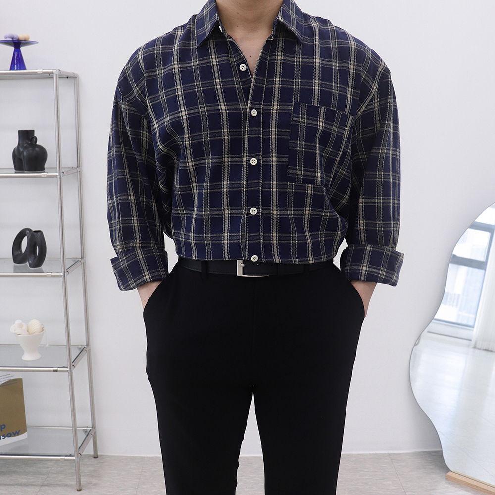 남자블랙셔츠 남자체크남방 플란넬셔츠 이미지 6