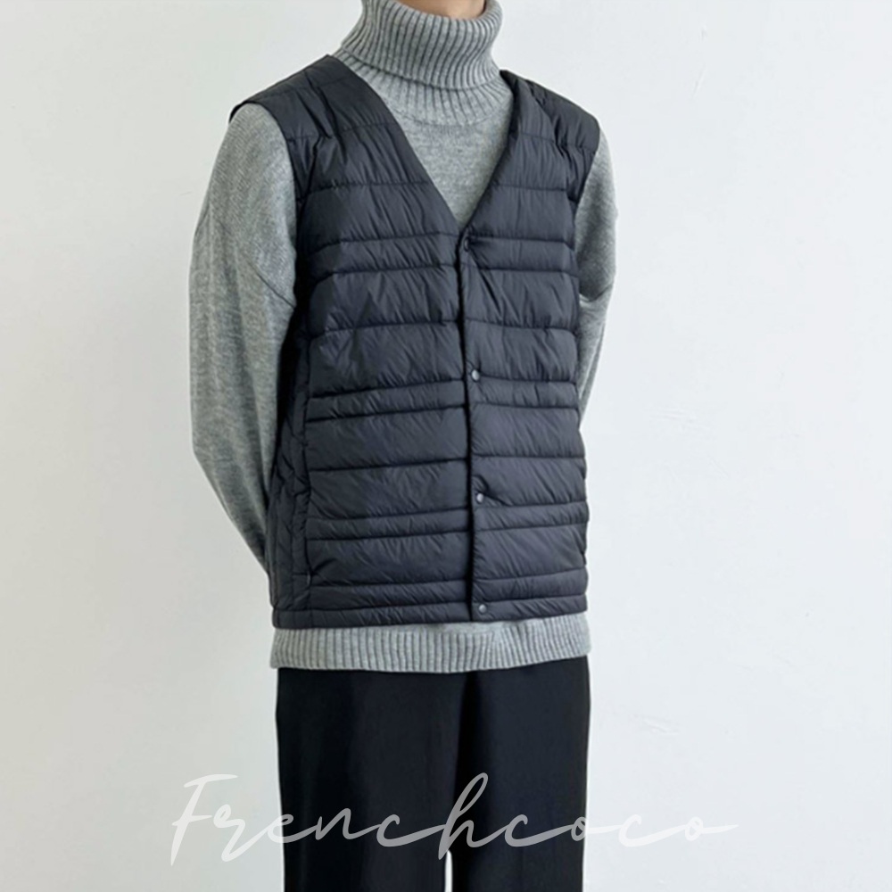 프렌치코코 남성용 경량 패딩조끼 고급 구스다운