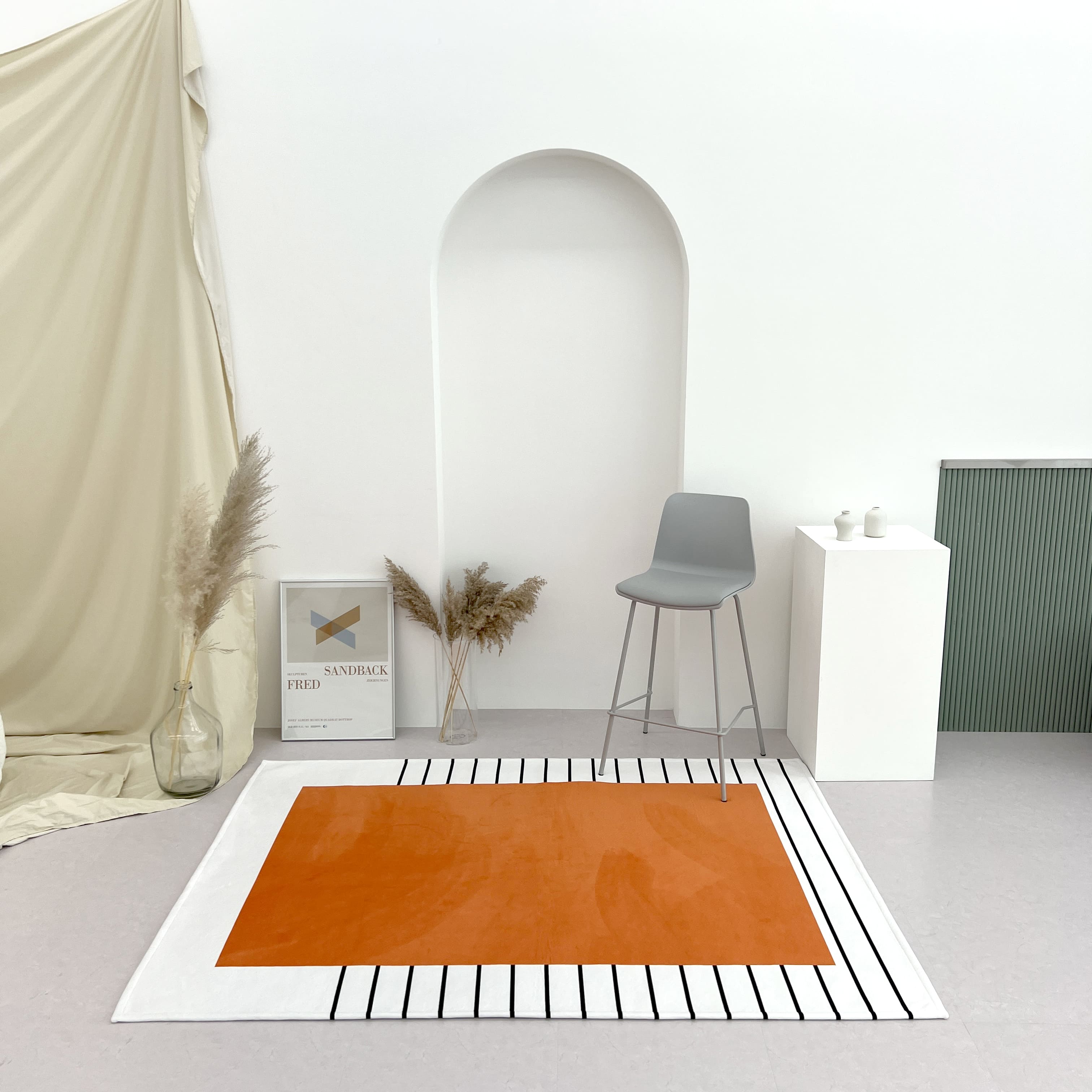 키 오렌지 no16 디자인 한 평 거실 단모 러그 발매트 스몰러그 (60x140cm) 이미지 8
