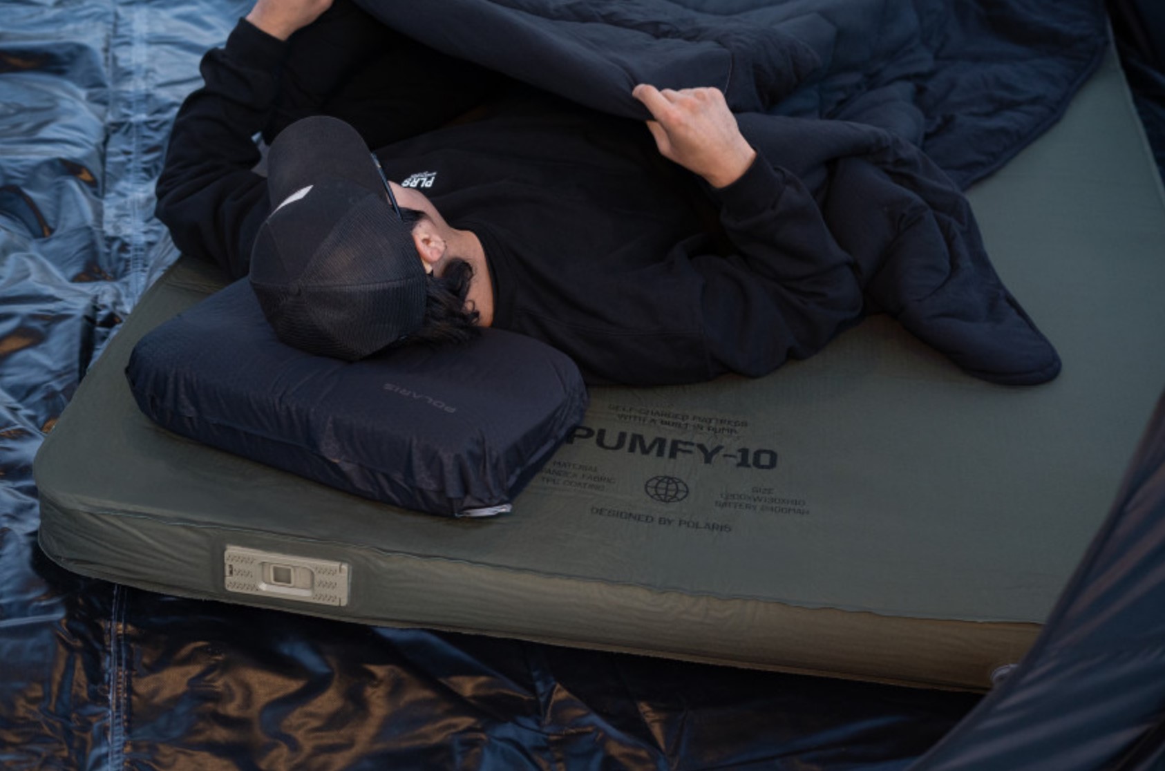 폴라리스 펌피 10 자충 에어 매트 펌프 베드 캠핑 자동 침대 더블