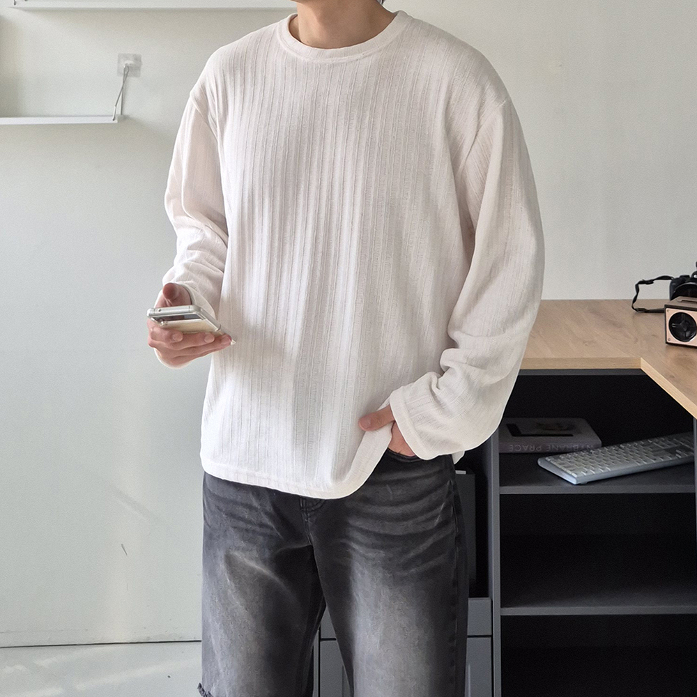 남자 니트 구김없는 오버핏 골지 봄 가을 겨울 니트 - 상세 이미지 2