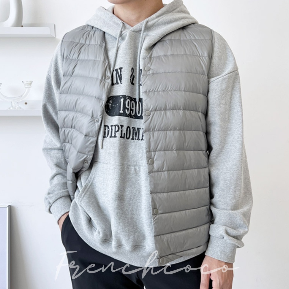 프렌치코코 남성용 덕다운 경량패딩 조끼패딩 오리털자켓