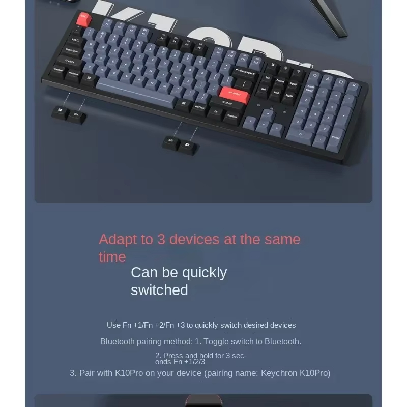 Keychron 키크론 K10 PRO QMK/VIA 블루투스 무선 기계식 키보드 108 키 - 상세 이미지 4