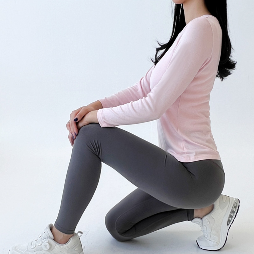 요가복장 헬스장 헬스 필라테스 여성 긴팔 상의 티셔츠 - 상세 이미지 2