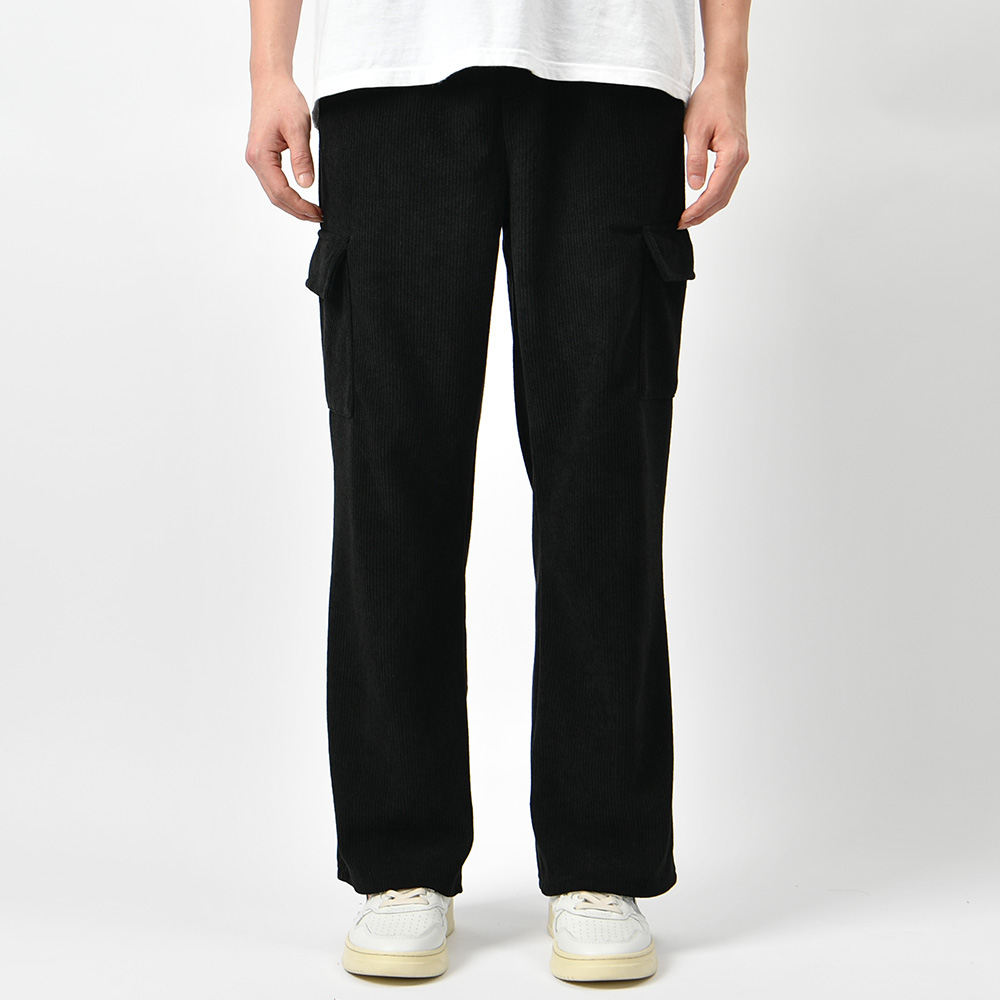 남자 코듀로이 골덴 카고 와이드 기모 스판 밴딩 팬츠 - 상세 이미지 2