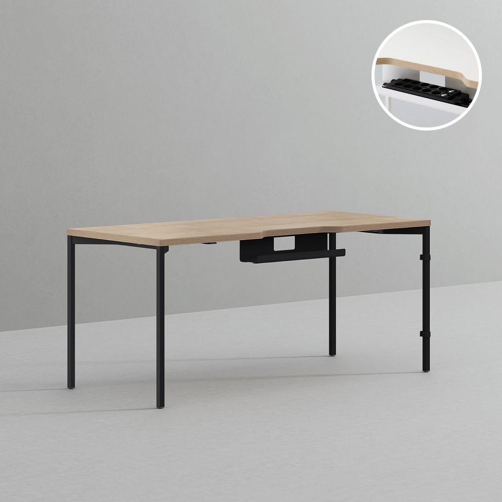데스커 컴퓨터 책상 2.0 1600x700mm, 메이플+빈티지블랙 - 상품 이미지
