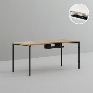 데스커 컴퓨터 책상 2.0 1600x700mm, 메이플+빈티지블랙 솔직 후기 | 실제 배치 사진 포함 - 상품 이미지 1