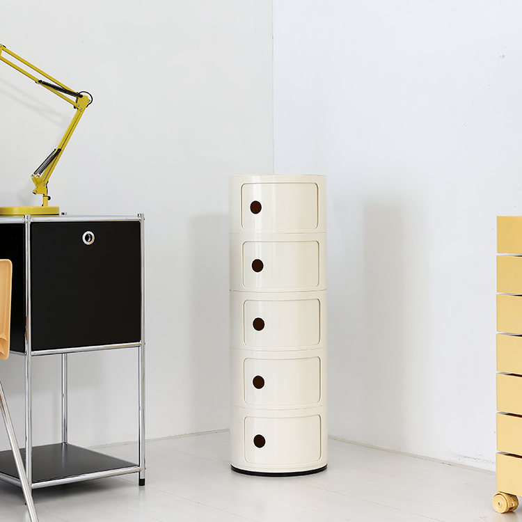빙그리 원형 슬라이딩 수납장 320mmx945mm, 5단, 크림 1922.0872 - 상세 이미지 2