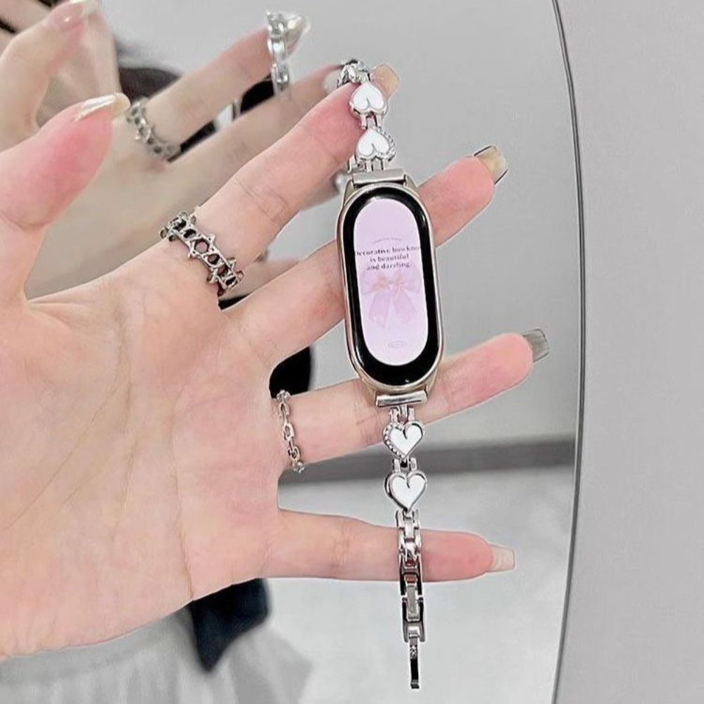미밴드9 스트랩 하트 메탈 팔찌 밴드 블랙러브 하트 Mi Band 9/9nfc/세라믹 범용 - 상세 이미지 2