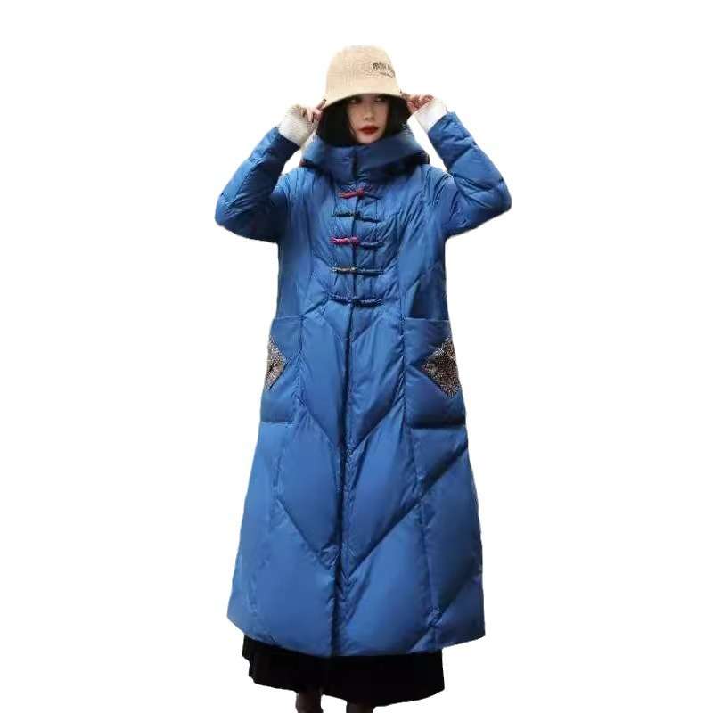 여성 누빔 저고리 개량한복 두루마기 롱 패딩 덕다운 겨울 - 상세 이미지 5