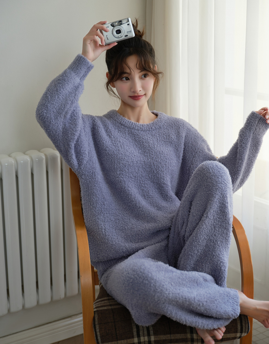 여성 겨울 프리미엄 원단 솜사탕 수면잠옷 파자마 홈웨어 상하세트 이미지 4
