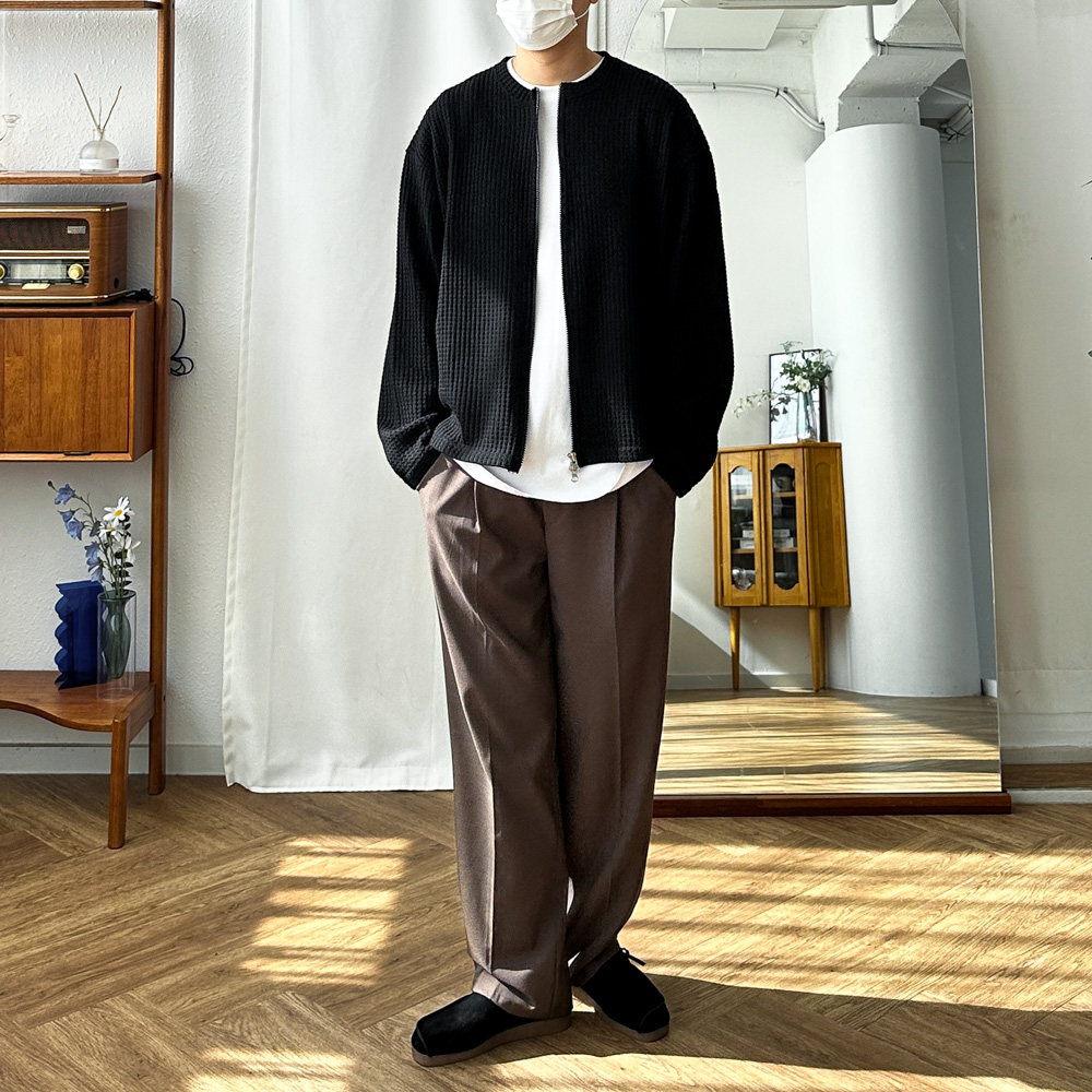 남자 TR 세미 와이드 핀턱 밴딩 슬랙스 팬츠 4color 이미지 6