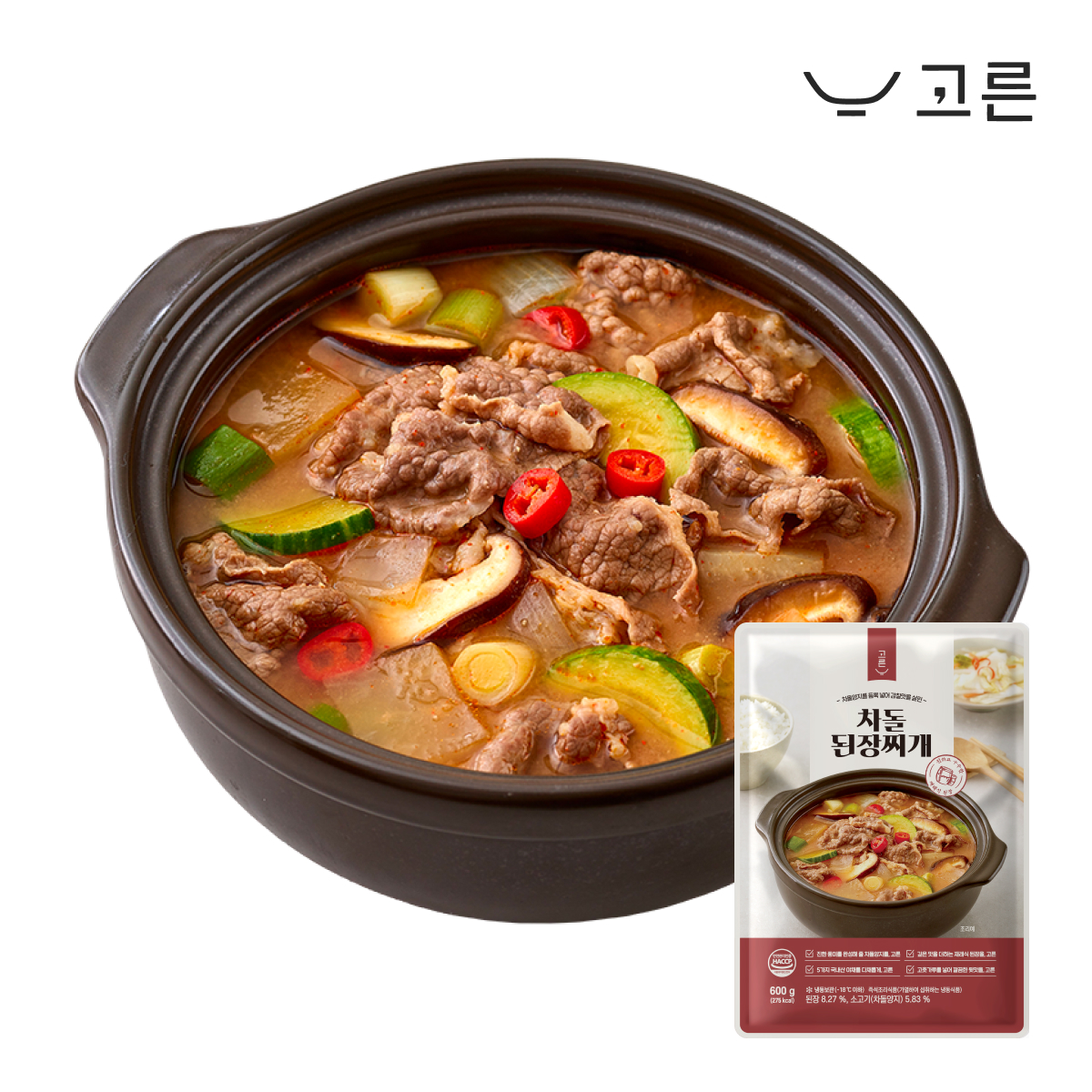 고른 차돌 된장찌개 600g , 2팩 - 상세 이미지 3