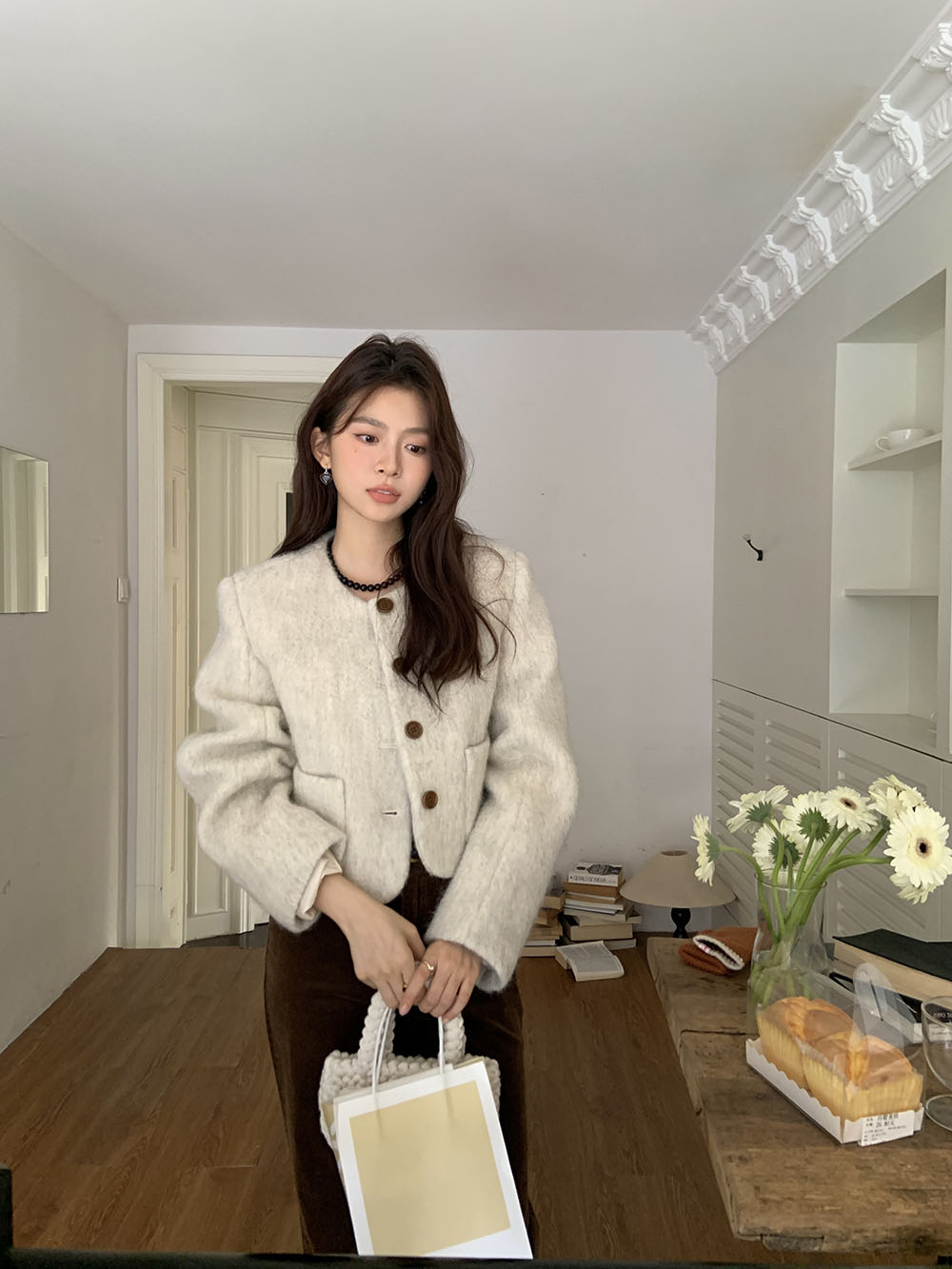 바배🚀너도나도템💖이브 노카라 버튼 울 숏 코트 재킷(2color) 상세 이미지 11