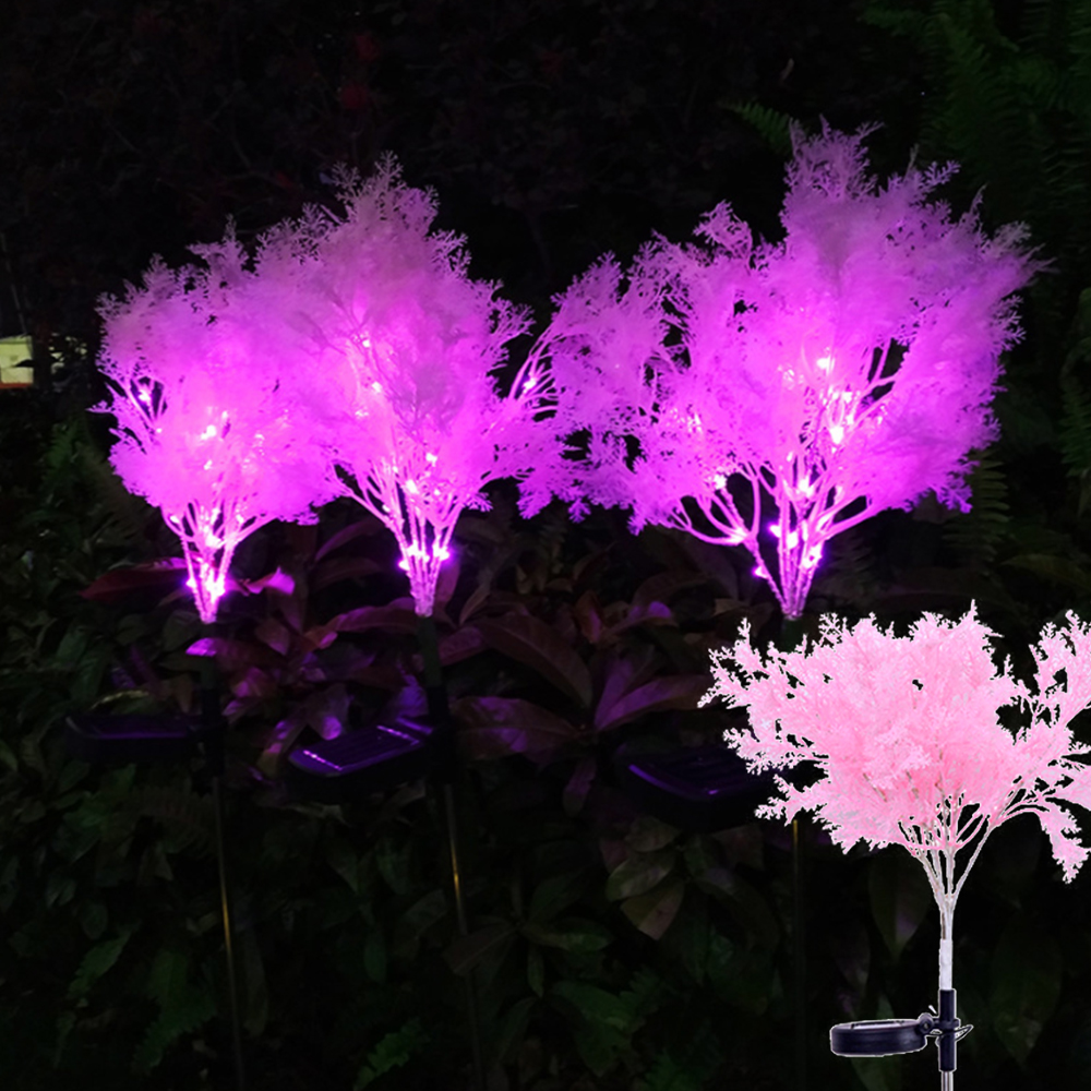 태양광 꽃등 정원등 LED 조경 전구 잔디 태양열 꽃 전등 핑크뮬리 조화 경관 조명 외등