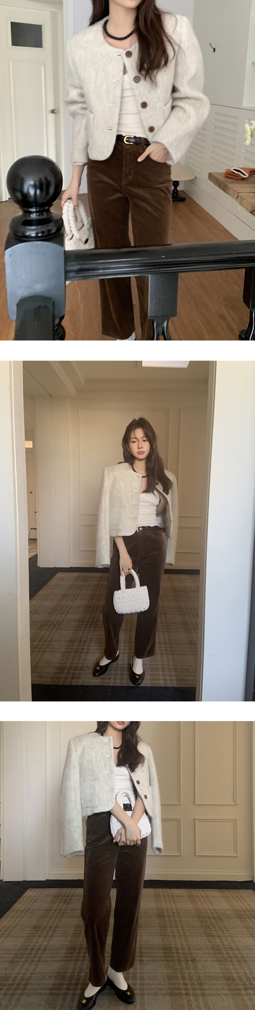 바배🚀너도나도템💖이브 노카라 버튼 울 숏 코트 재킷(2color) 상세 이미지 10
