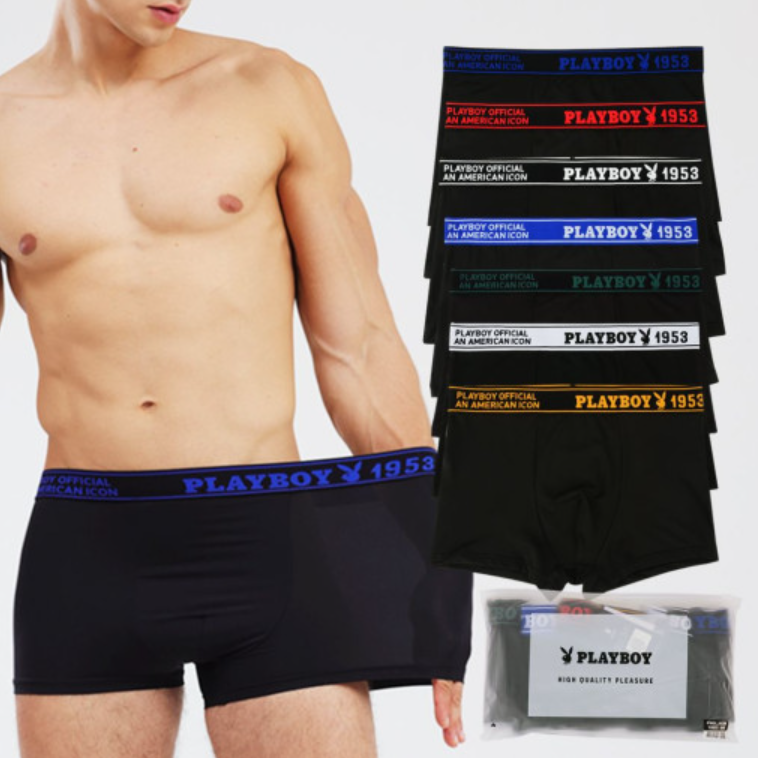 플레이보이속옷 남자팬티 남성드로즈 편한 쿨 기능성 라인로고 사각 드로우즈 7매