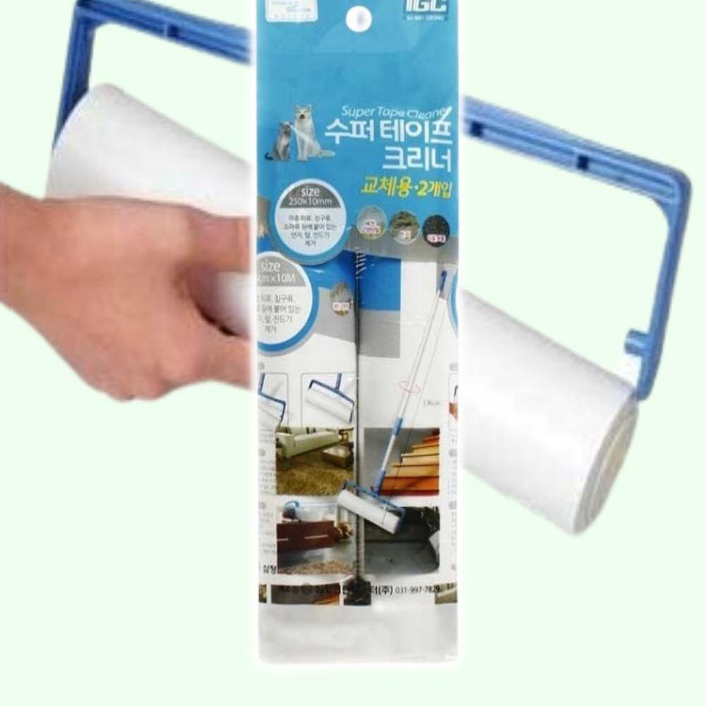 2단 길이 조절 바닥 돌돌이 털 제거 테이프 클리너 리필 - 메인 이미지