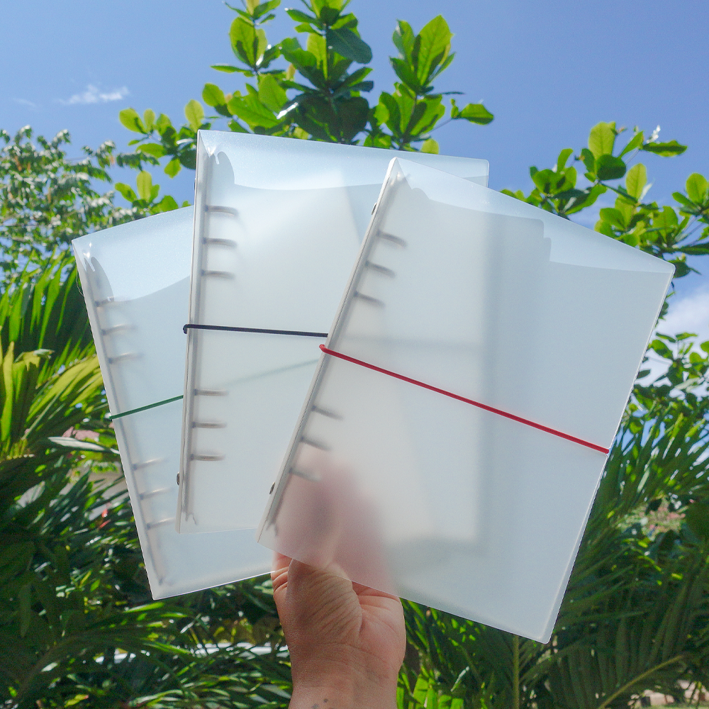 만몽샵 A5 6공 다이어리 반투명 PP 바인더 커버 가로줄