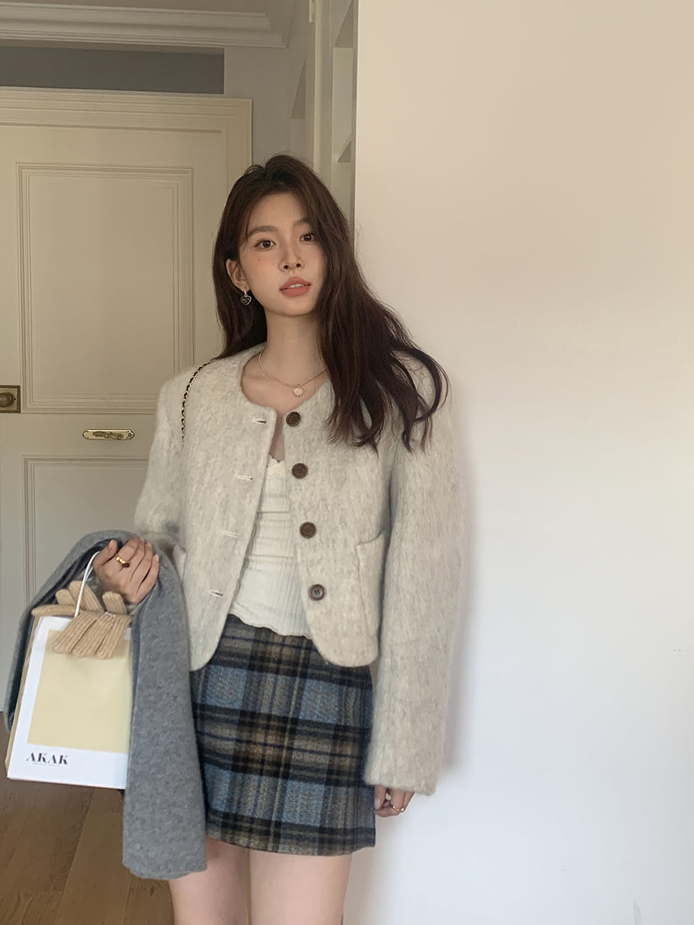 바배🚀너도나도템💖이브 노카라 버튼 울 숏 코트 재킷(2color) 상세 이미지 15