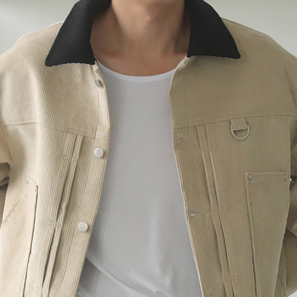 남자 긴팔티 오버핏 유넥 U넥 흰색 이너 무지 티셔츠 - 상품 이미지