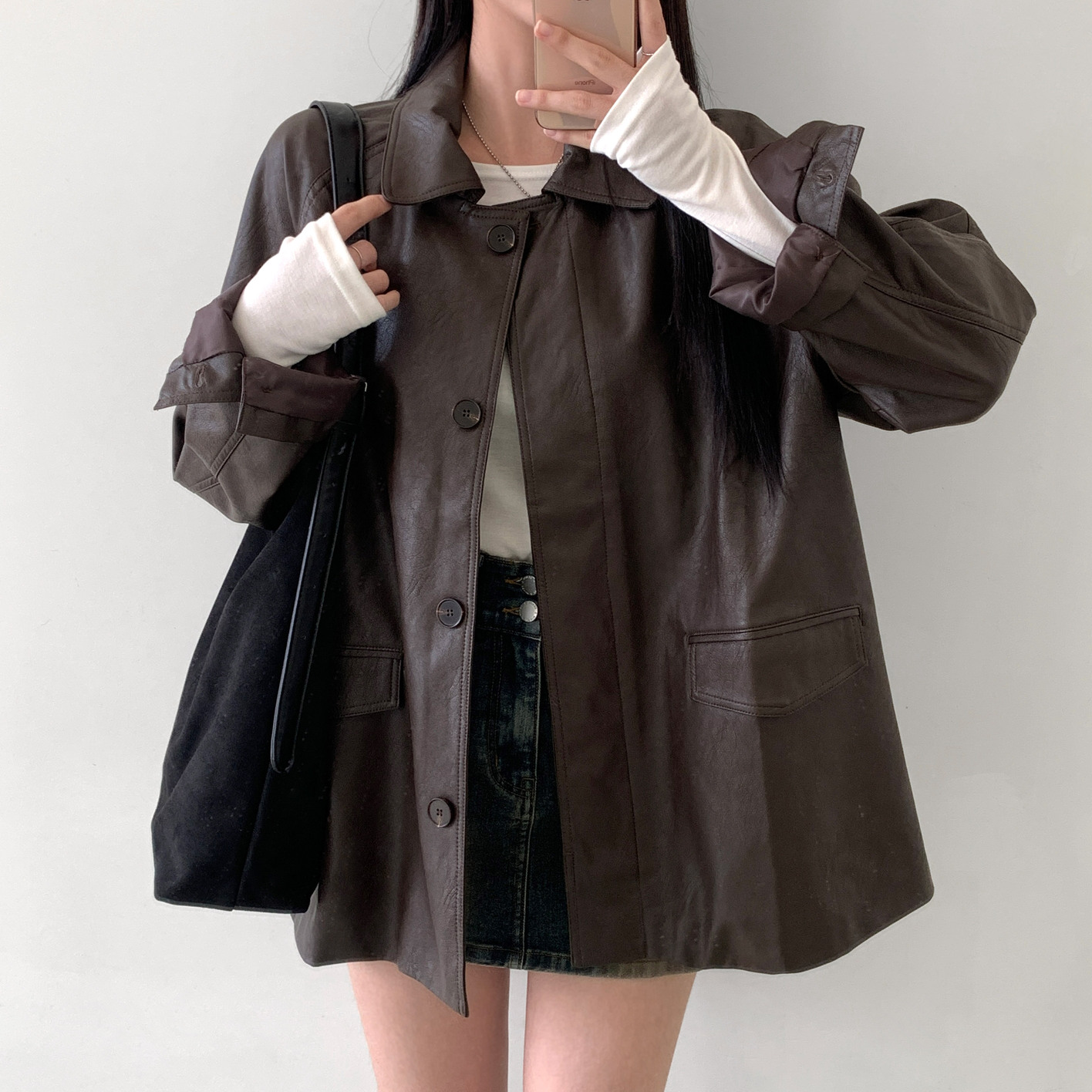 [파우치SET/고퀄리티] 디파인 스웨이드 빅 숄더백 보부상 레더 가을 세무 호보백 파우치 세트 대학생 오피스룩 가방 상세 이미지 26
