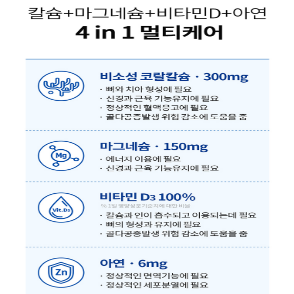 닥터브라이언 알작은 칼마디 칼슘 마그네슘 비타민D 아연 90캡슐, 3개 - 상세 이미지 4
