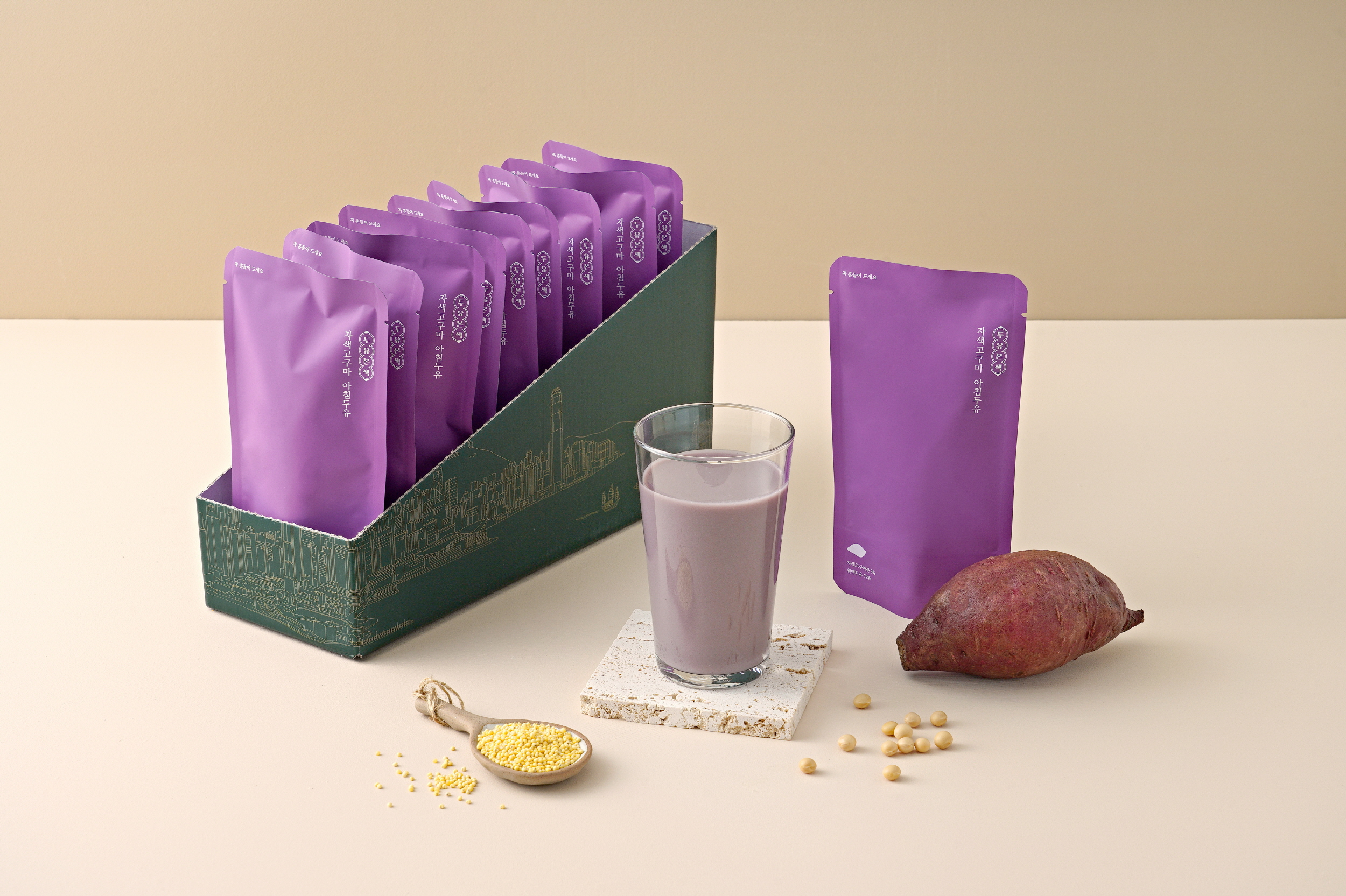 두유본색 홍콩두유 국산콩 무가당 자색고구마 두유 (10개입)